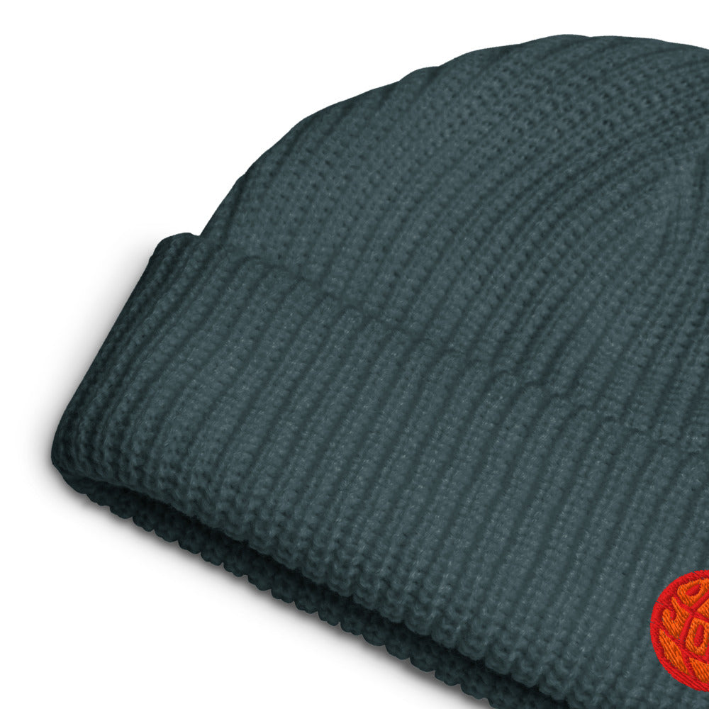 Fisherman Beanie -Dark Slate/Crimson