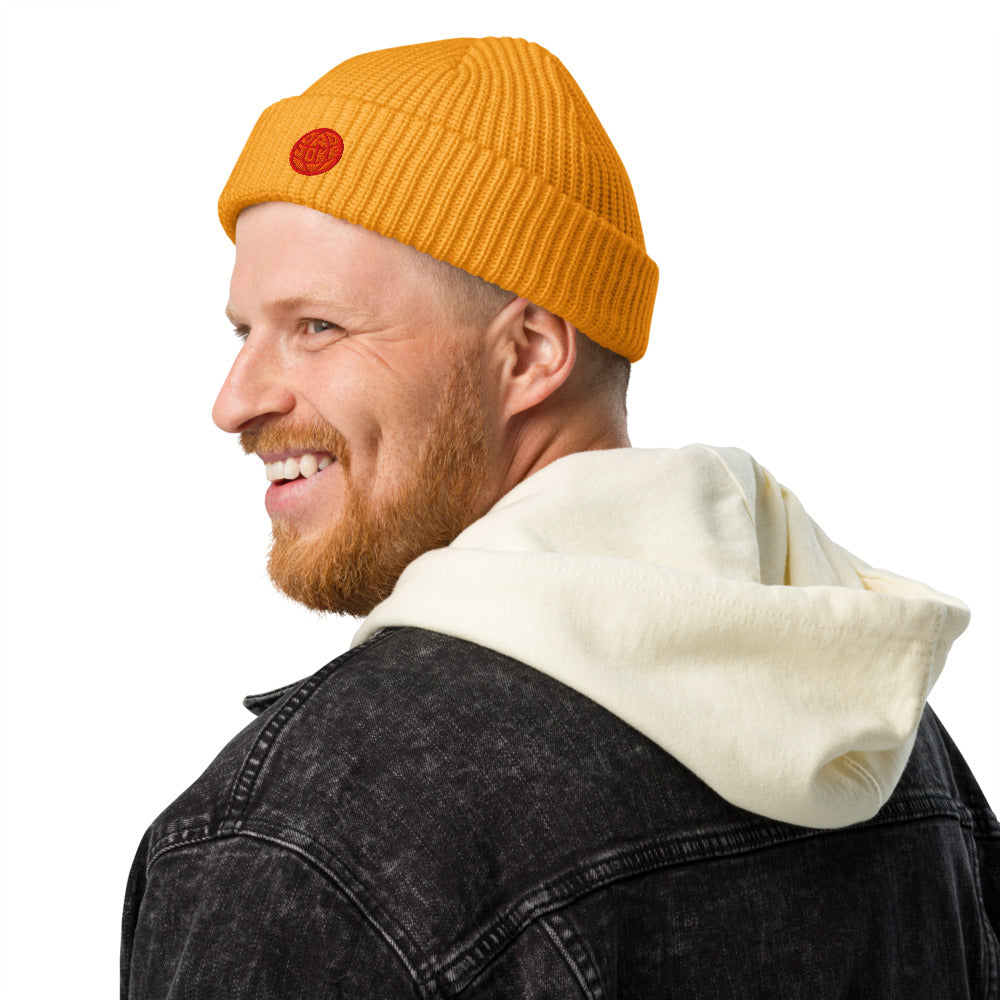 Fisherman Beanie -Gold/Crimson