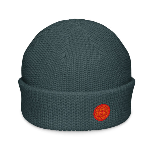 Fisherman Beanie -Dark Slate/Crimson