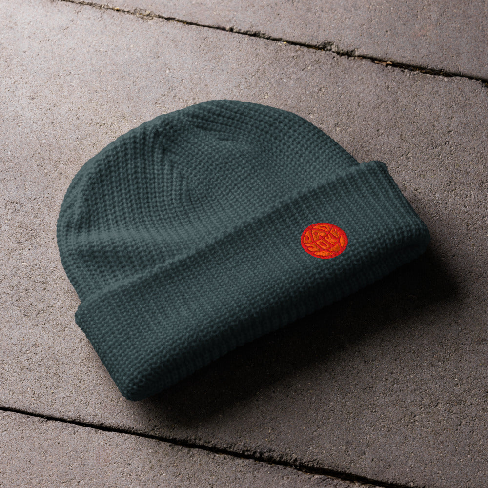 Fisherman Beanie -Dark Slate/Crimson