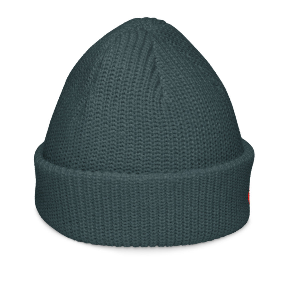 Fisherman Beanie -Dark Slate/Crimson